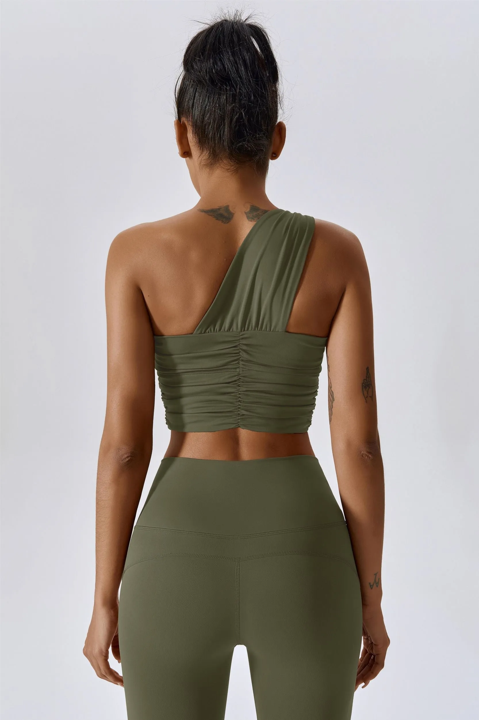 One Shoulder Ruched Bra Top