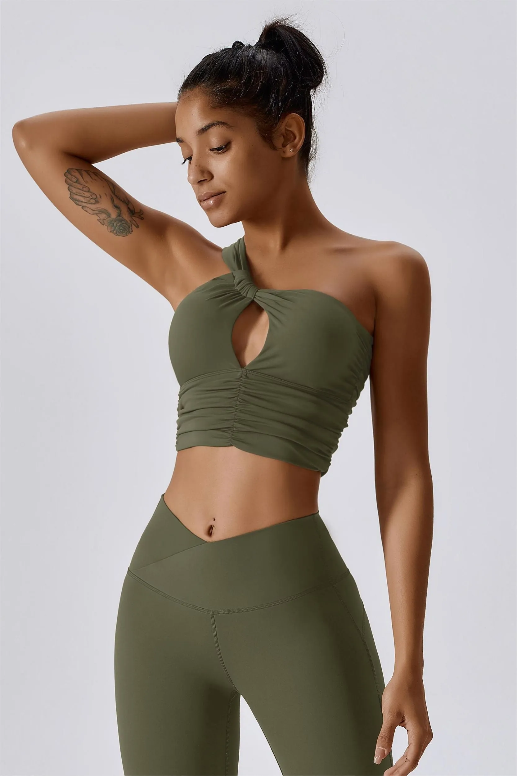 One Shoulder Ruched Bra Top
