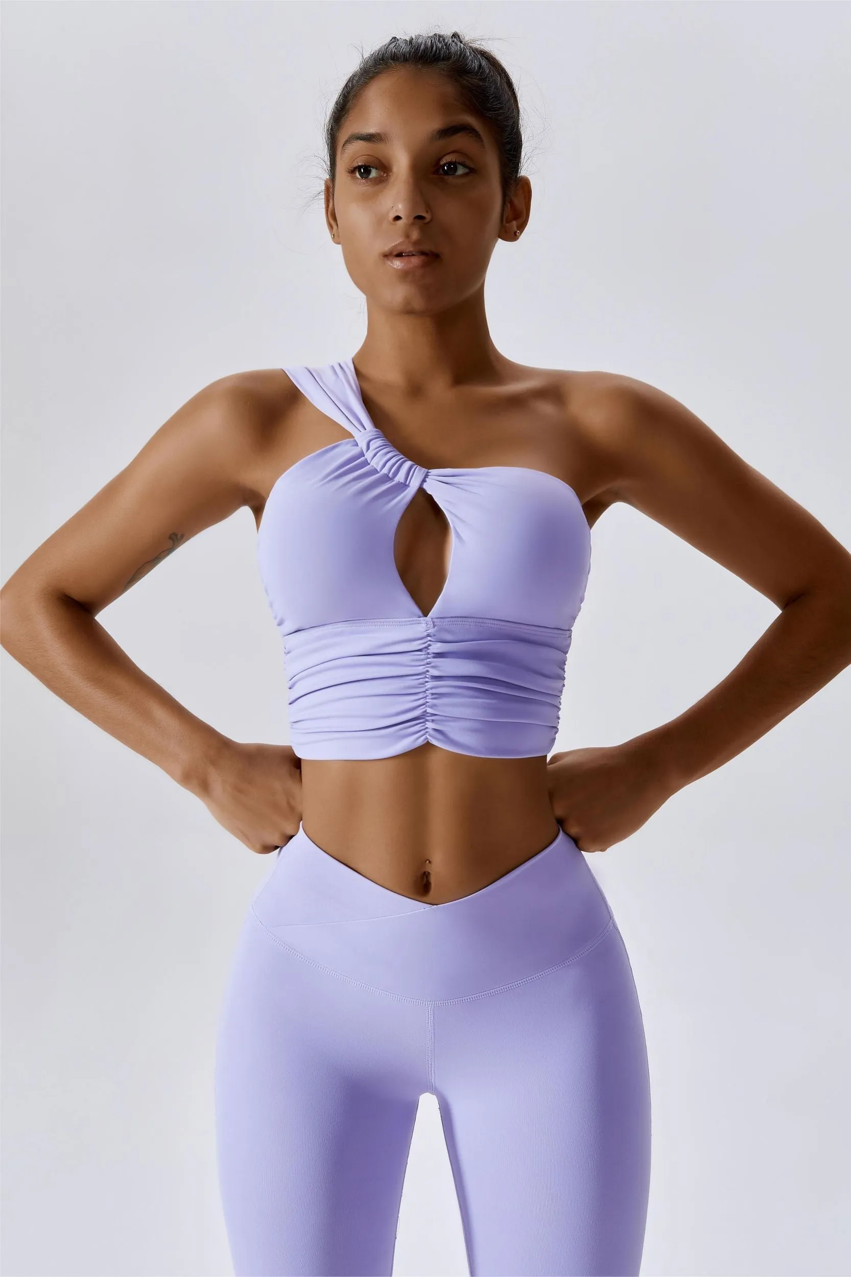 One Shoulder Ruched Bra Top