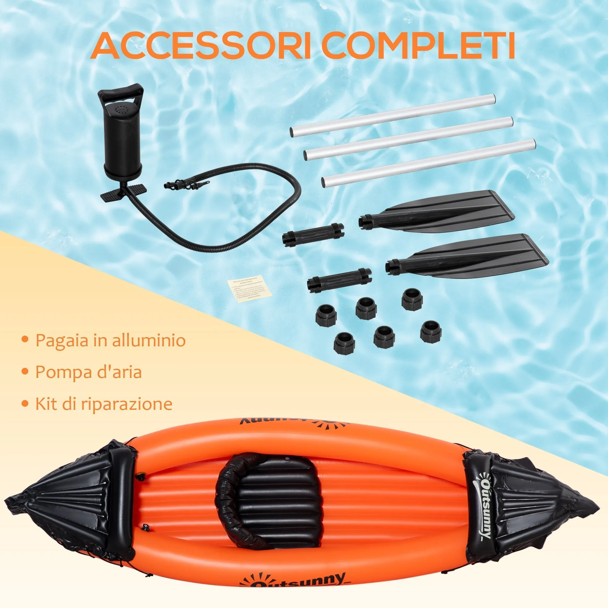 Orange 2 Seater Inflatable Canoeing / Kayak