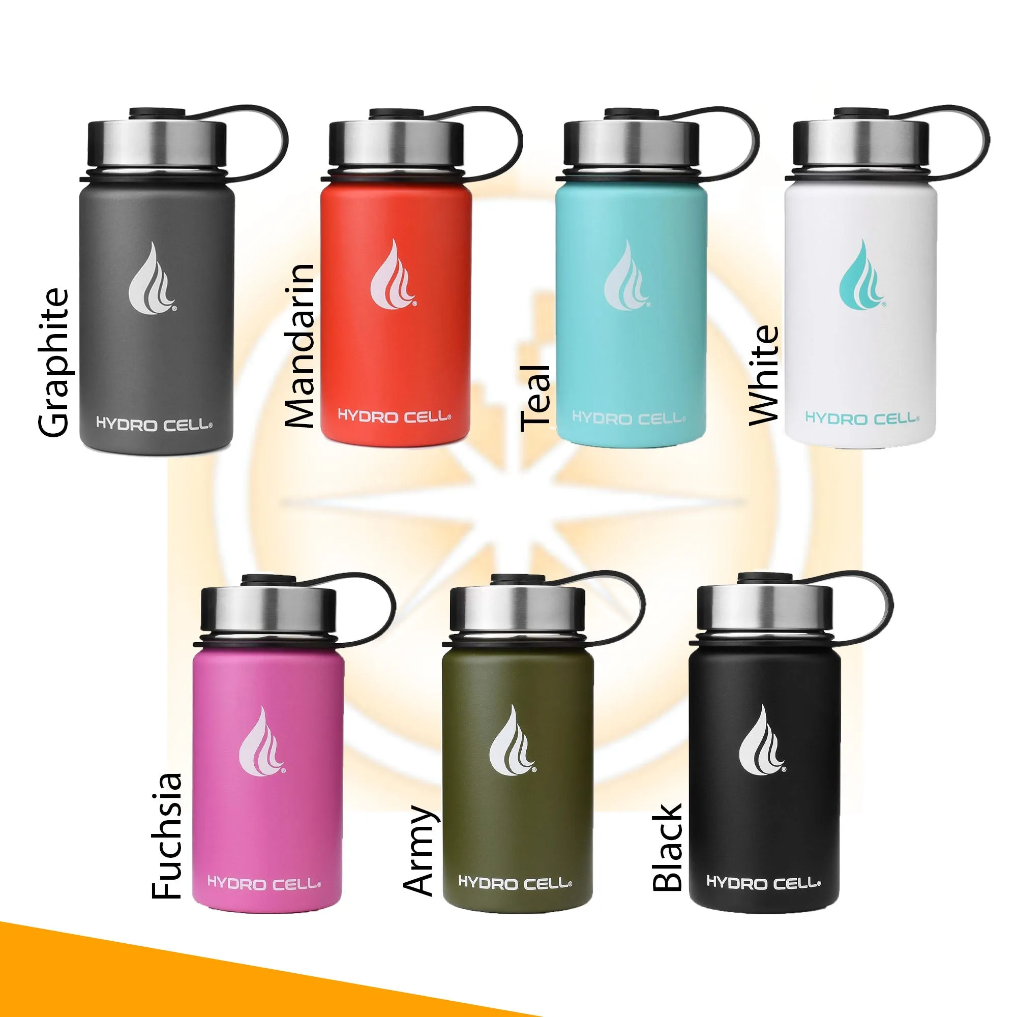 Personalized  HYDRO CELL Stainless Steel Insulated Water Bottle with Straw - For Cold & Hot Drinks 14oz