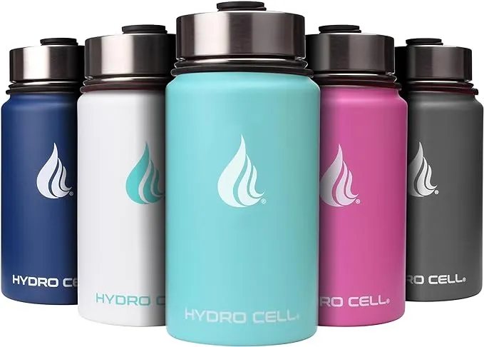 Personalized  HYDRO CELL Stainless Steel Insulated Water Bottle with Straw - For Cold & Hot Drinks 14oz