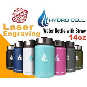 Personalized  HYDRO CELL Stainless Steel Insulated Water Bottle with Straw - For Cold & Hot Drinks 14oz