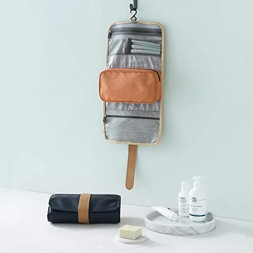 Portable Foldable Hanging Travel Wash Bags,Toiletry Bags for Makeup and Toiletries Travel Foldable Cosmetics Bags- Bathroom Organizer Kit Travel Accessories (Navy Blue)
