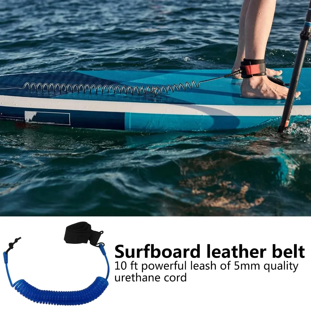 Premium Coiled SUP Leash 10 FT Surfboard Leash Sup Leg Rope Strap Stand Up Paddleboard Leash Suitable for Stand Up Paddling, Surfing and Kayaking - Blue