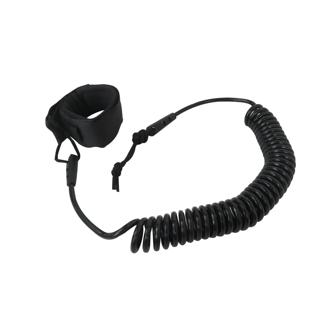 Premium Stand UP Paddle Board 10FT SUP Leash 5mm Coiled Spring Leg Rope Leash - Black