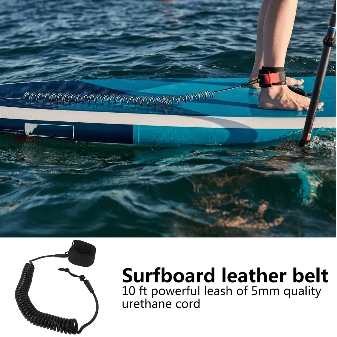 Premium Stand UP Paddle Board 10FT SUP Leash 5mm Coiled Spring Leg Rope Leash - Black