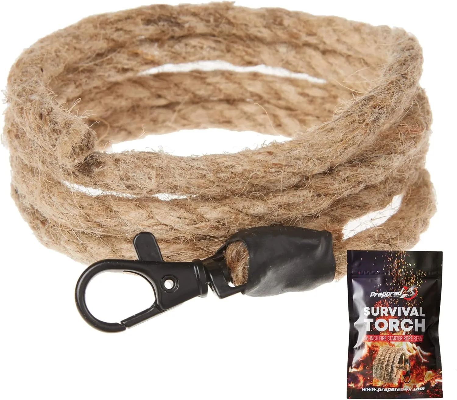PREPARED4X Fire Starter Rope  36 Waterproof, Wax-Infused Hemp Tinder Wick Refill  Fire Tinder for Emergency Kit, Survival Kits, Survival Tools