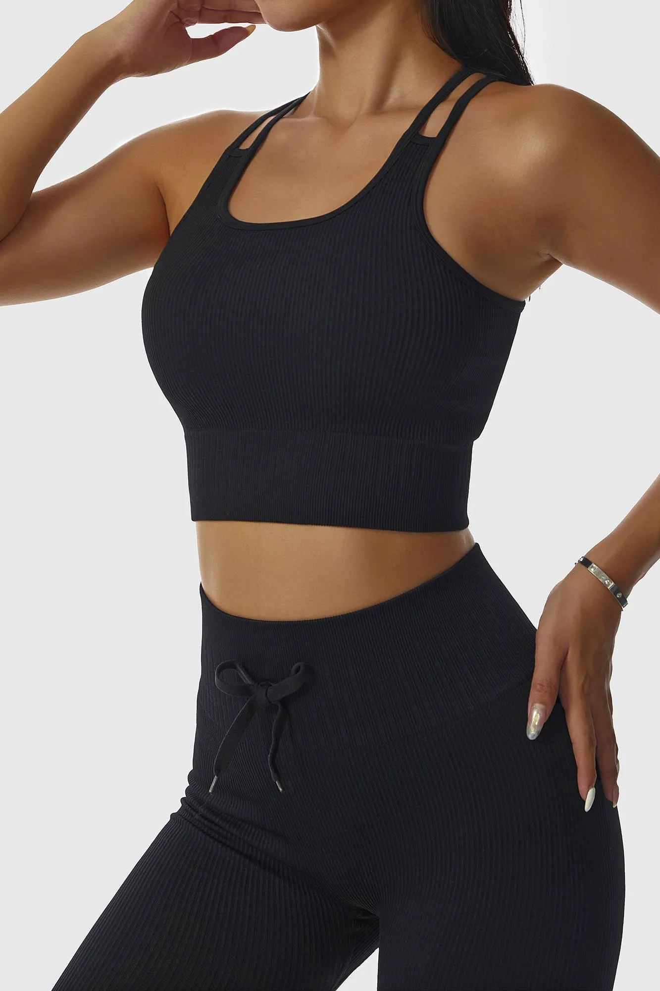Ribbed Longline Racer Crop Top