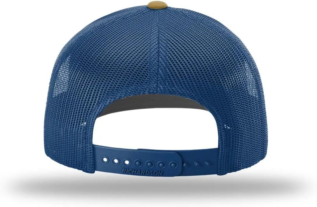 Richardson American Gulf Hat, Trucker Style Mesh Back Cap with Custom Laser Engraved Leather Patch