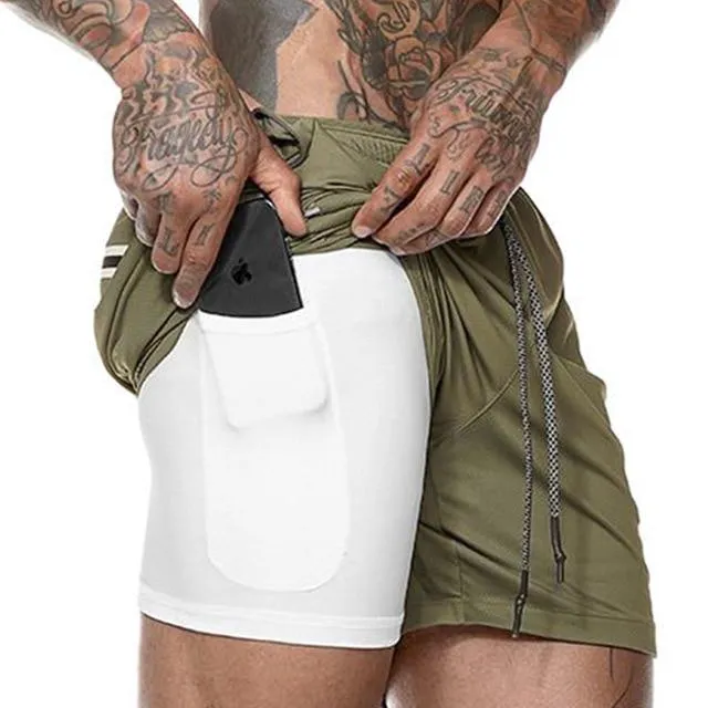 Running Shorts Men 2 in 1 Sports Jogging Fitness Shorts