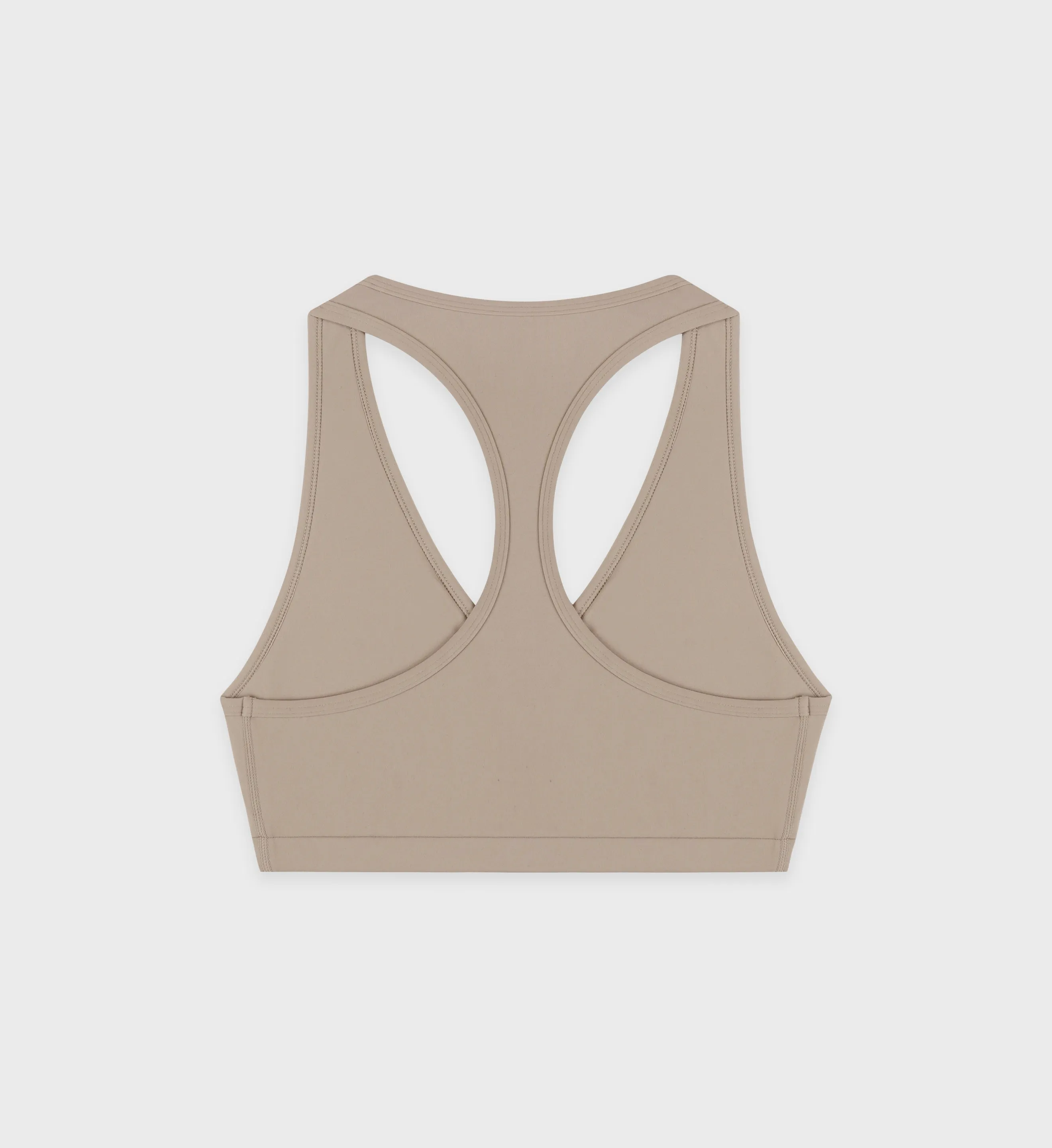 Serif Logo V Neck Sports Bra - Elephant/White