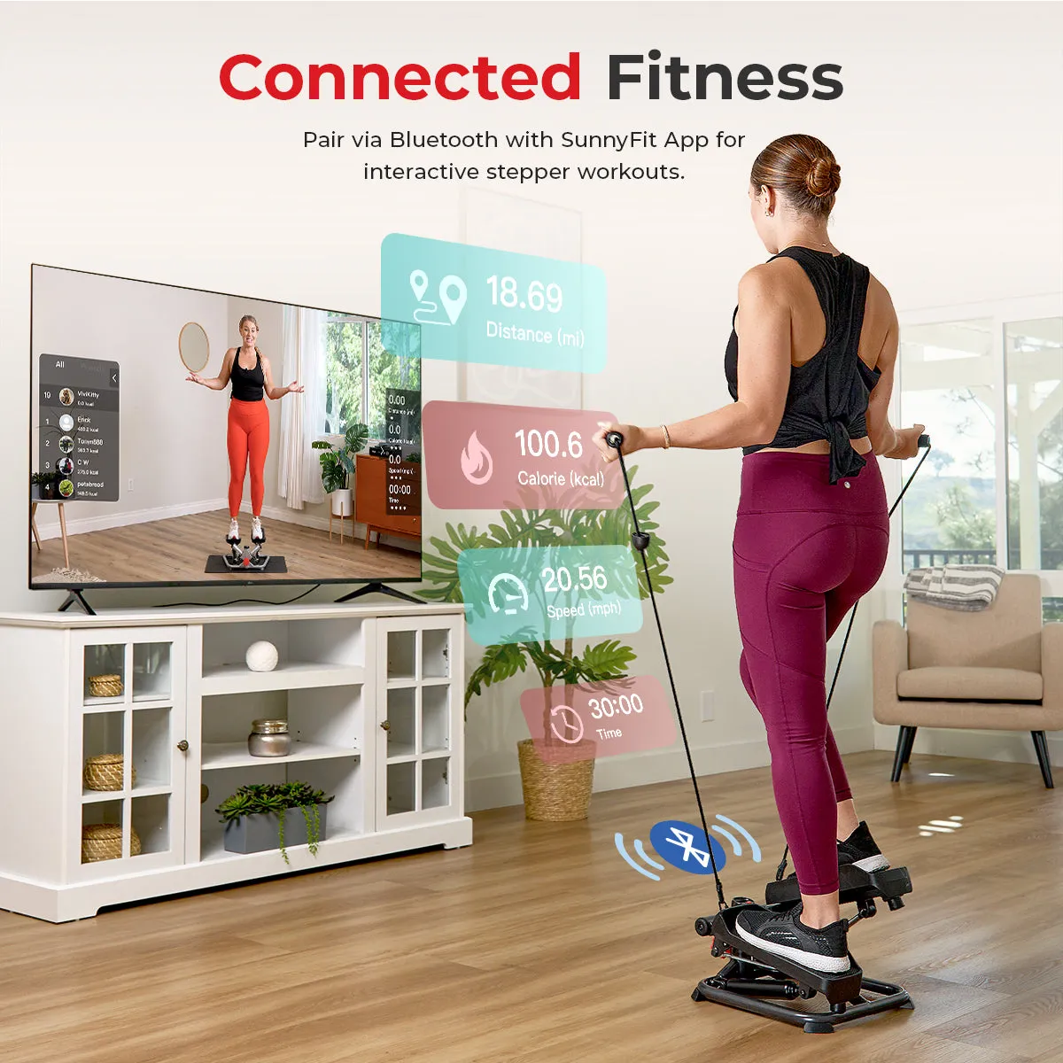 Smart Advanced Stair Exercise Stepper with Exercise Bands
