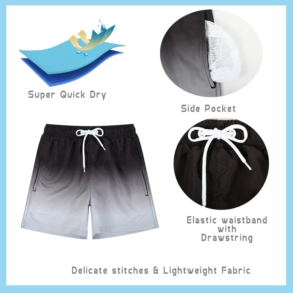 SNOW DREAMS Boys Swim Trunks Quick Dry Swim Shorts Lightweight Bathing Suits Side Pocket