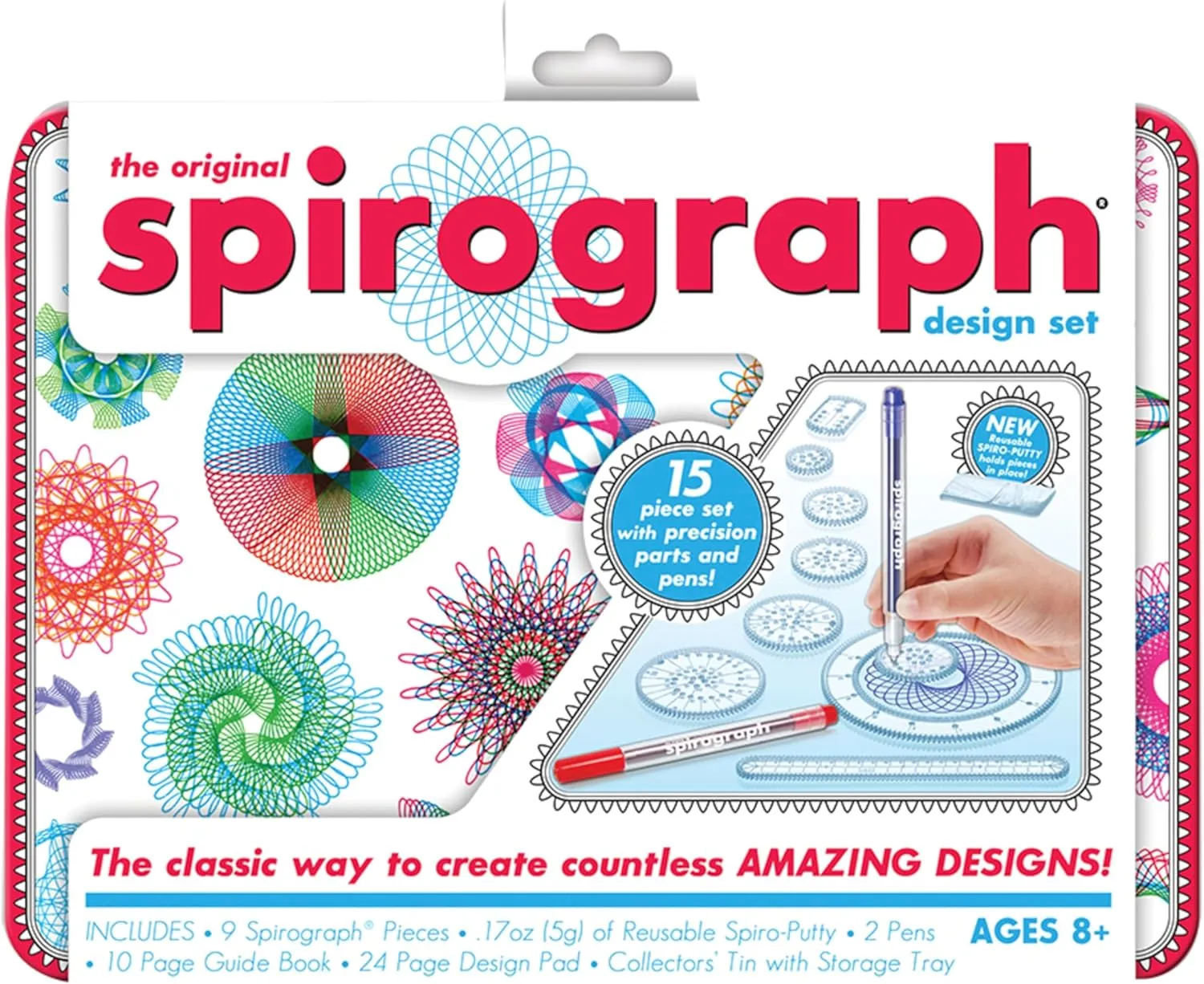 Spirograph Design Set Collectors Tin  Arts and Crafts, Kids Toys, Art Supplies, Craft Supplies, Drawing Kit, Spiral Art, Classic Gear Design Kit, Pens, Design Sheet Included, Ages 8 and Up