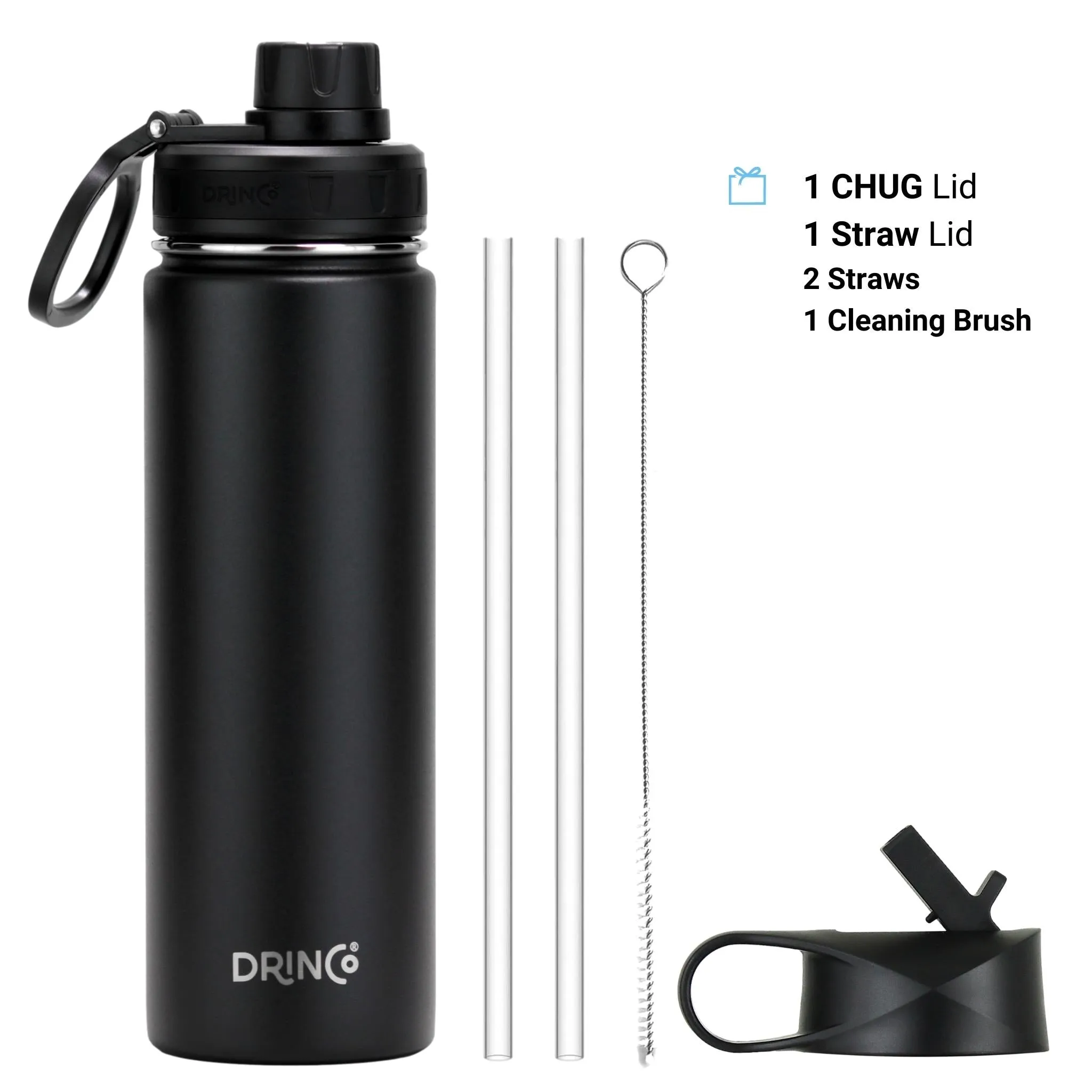 Stainless Steel Sport Water Bottle - Black
