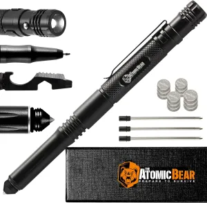 Tactical Pen  Self Defense Pen & Multi-tool Pen - Flashlight Survival Pen for Men & Women - Tactical Gear & Gift - Military EDC Pen   Glass Breaker   Bottle Opener  3 Ink Refills   12 Batteries