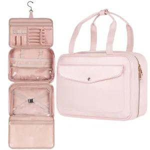 Travel cosmetic bag, toiletry bag, travel wash bag, waterproof toiletry bag for hanging Foldable wash bag cosmetic bag large with 360° rotating hooks