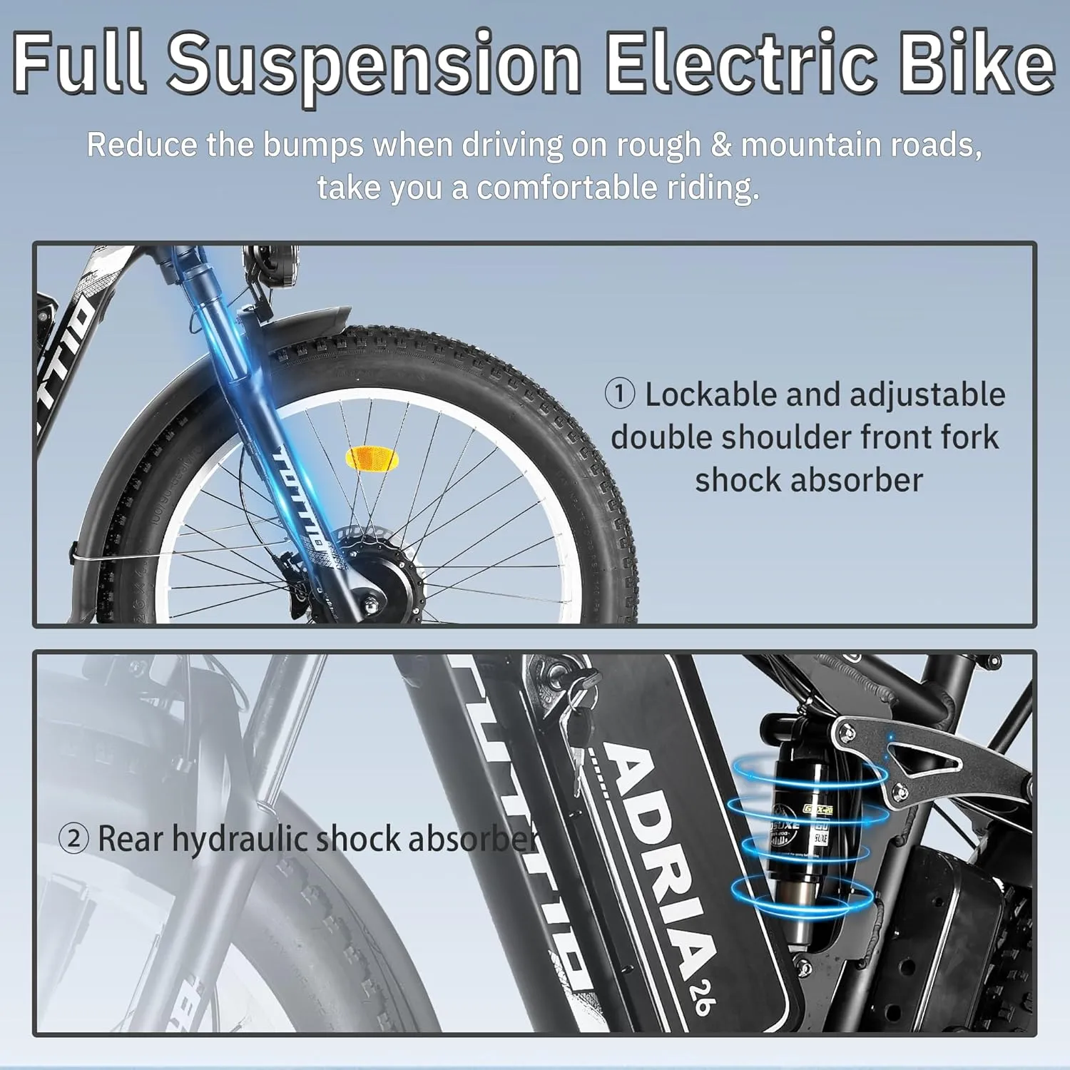 TUTTIO Electric-Bike for Adults-Men, Dual-Motor-Ebike 40-46MPH-Hunting-Ebike, 52V 30AH Long Range Dirtbike, 26" Fat-Tire-Electric-Bicycle, Full Suspension Mountain Bike for Off-Road Snow Sand