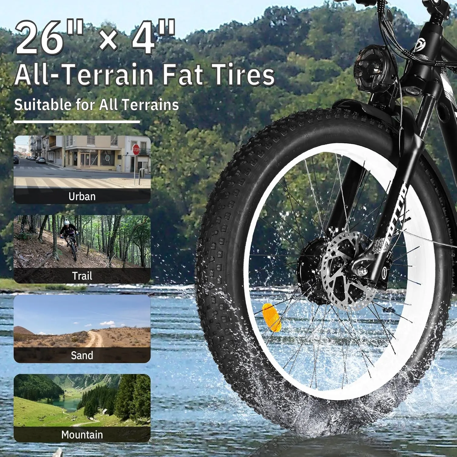 TUTTIO Electric-Bike for Adults-Men, Dual-Motor-Ebike 40-46MPH-Hunting-Ebike, 52V 30AH Long Range Dirtbike, 26" Fat-Tire-Electric-Bicycle, Full Suspension Mountain Bike for Off-Road Snow Sand