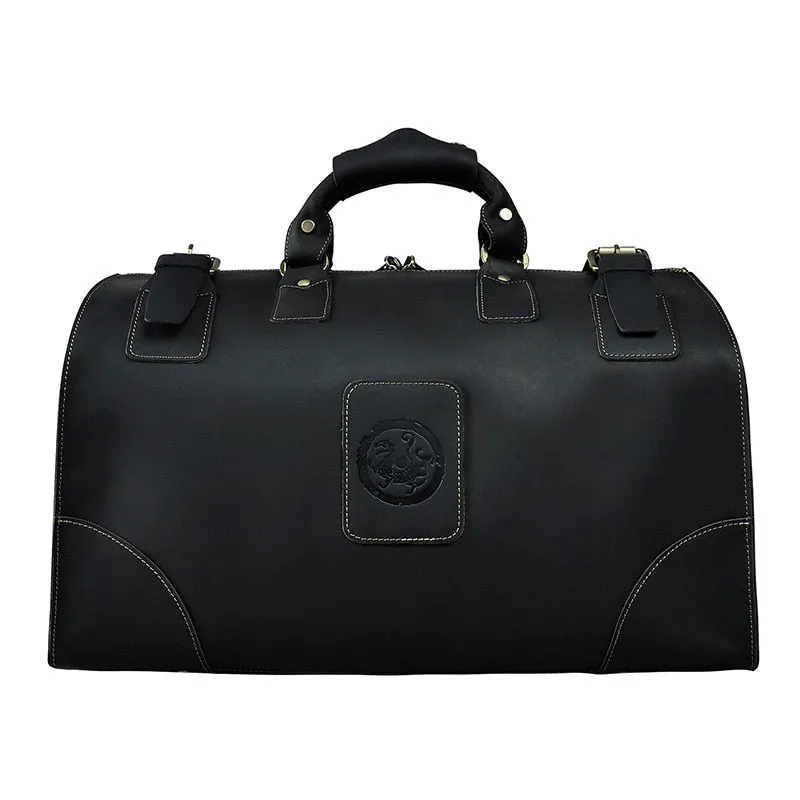 Vintage Luggage Travel Duffle Bags Man Genuine Leather Traveling Bag High Quality 18" Large