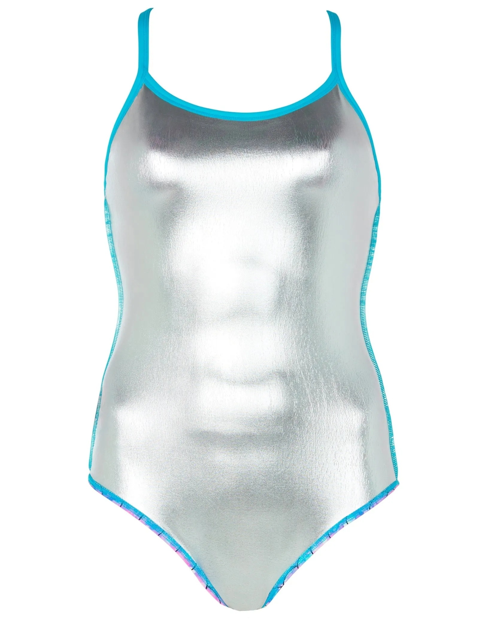 Zoggs Sirene Sparkle Thermal Ecofeel Strikeback Swimsuit - Aqua/Pink