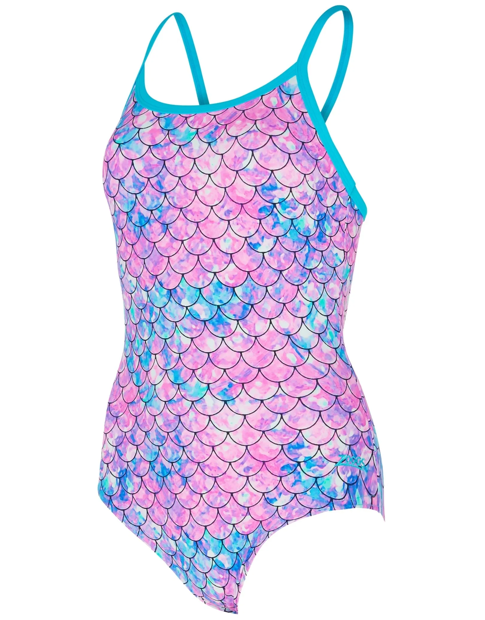 Zoggs Sirene Sparkle Thermal Ecofeel Strikeback Swimsuit - Aqua/Pink